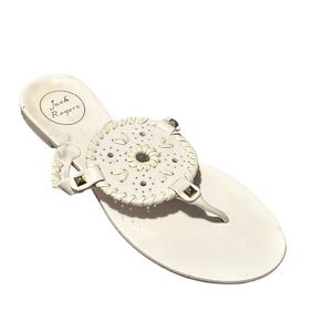 JACK ROGERS Women's White Jelly Thong Style Comfortable Sandal-Size 7